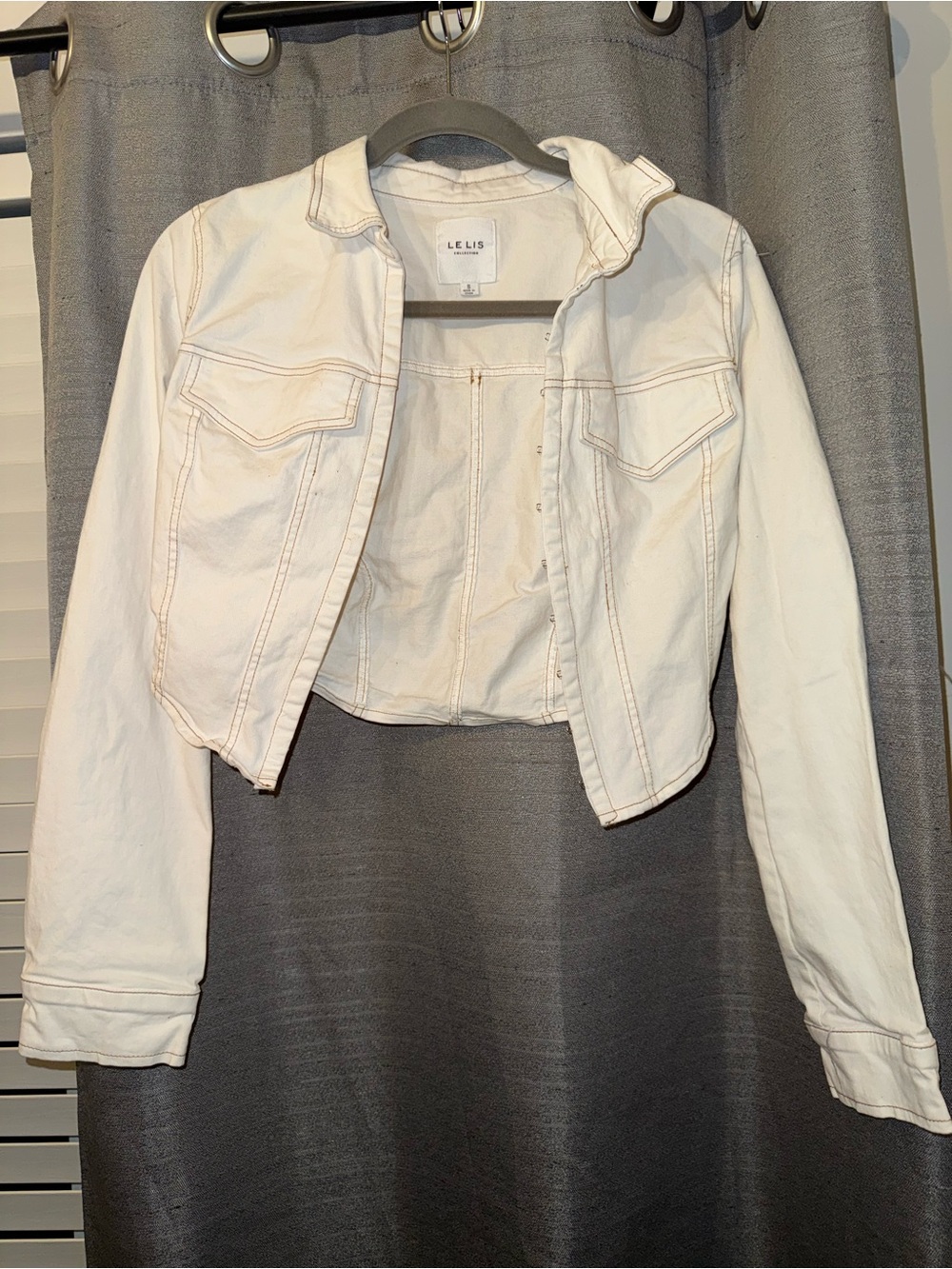 Le Lis White Cropped Denim Jacket